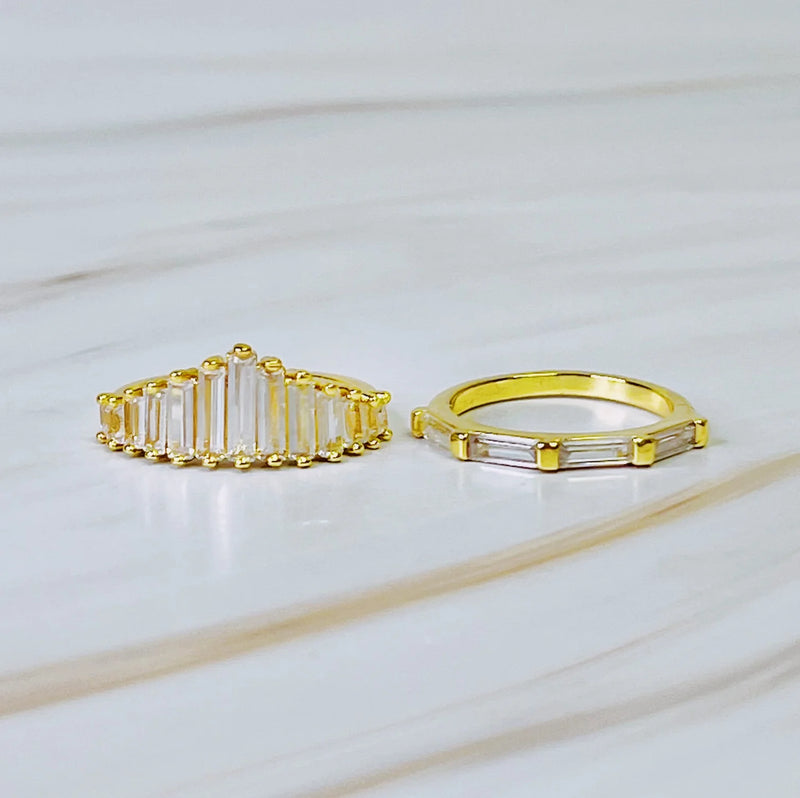Crown Channel Ring Set of 2