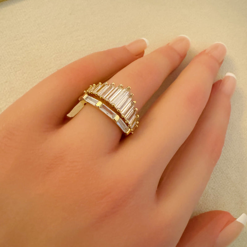 Crown Channel Ring Set of 2