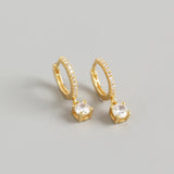 Gold Plated Drop Huggie Hoop Earrings
