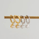 Gold Plated Drop Huggie Hoop Earrings