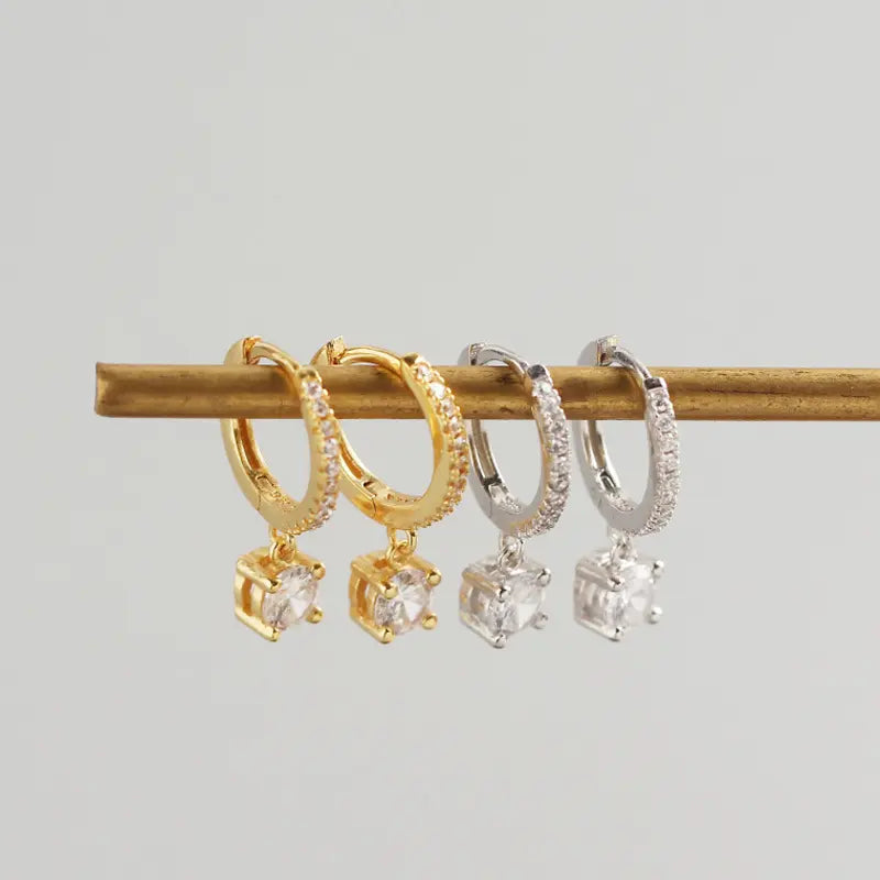 Gold Plated Drop Huggie Hoop Earrings