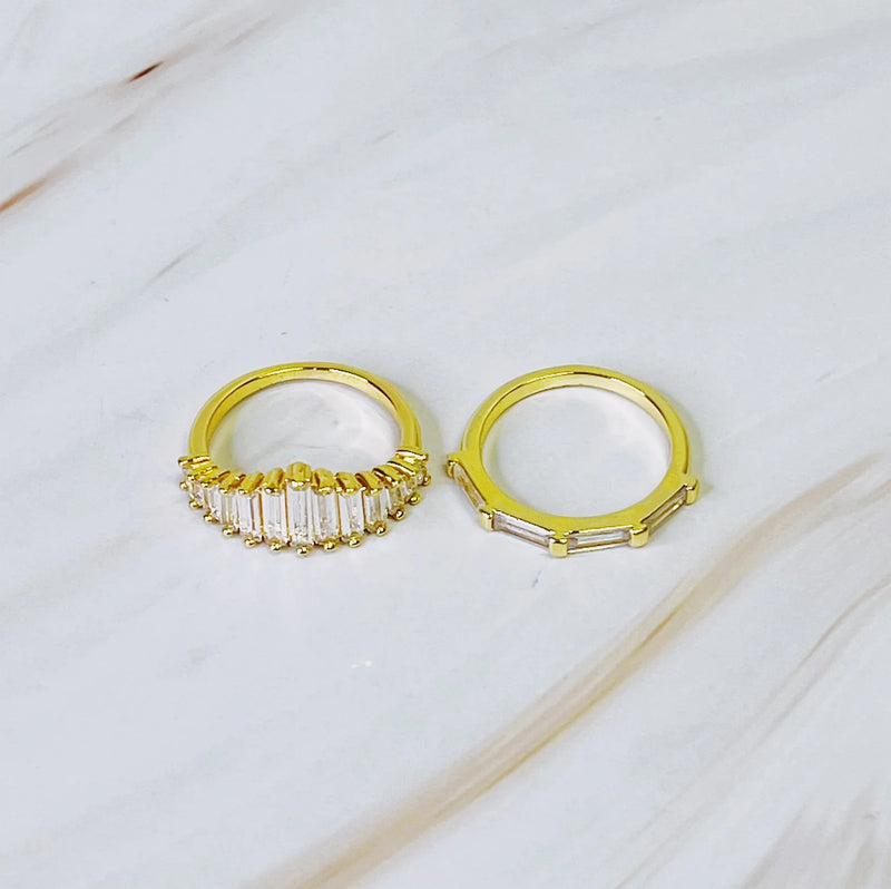 Crown Channel Ring Set of 2